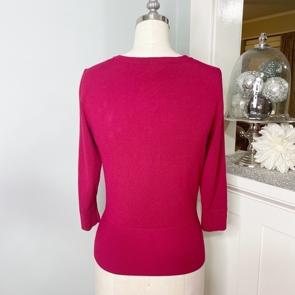White House Black Market Pink Rose Sweater Cardigan - Picture 6 of 12